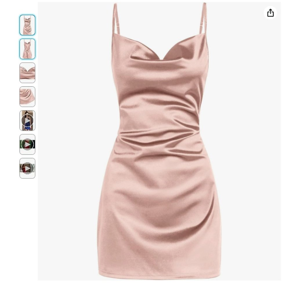 ZAFUL Women's Satin Sleeveless Spaghetti Strap Mini Dress